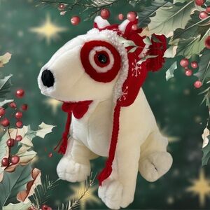 Target Bullseye Plush Dog 2001 THE INN THING Bull Terrier Christmas Hat 14” Deco